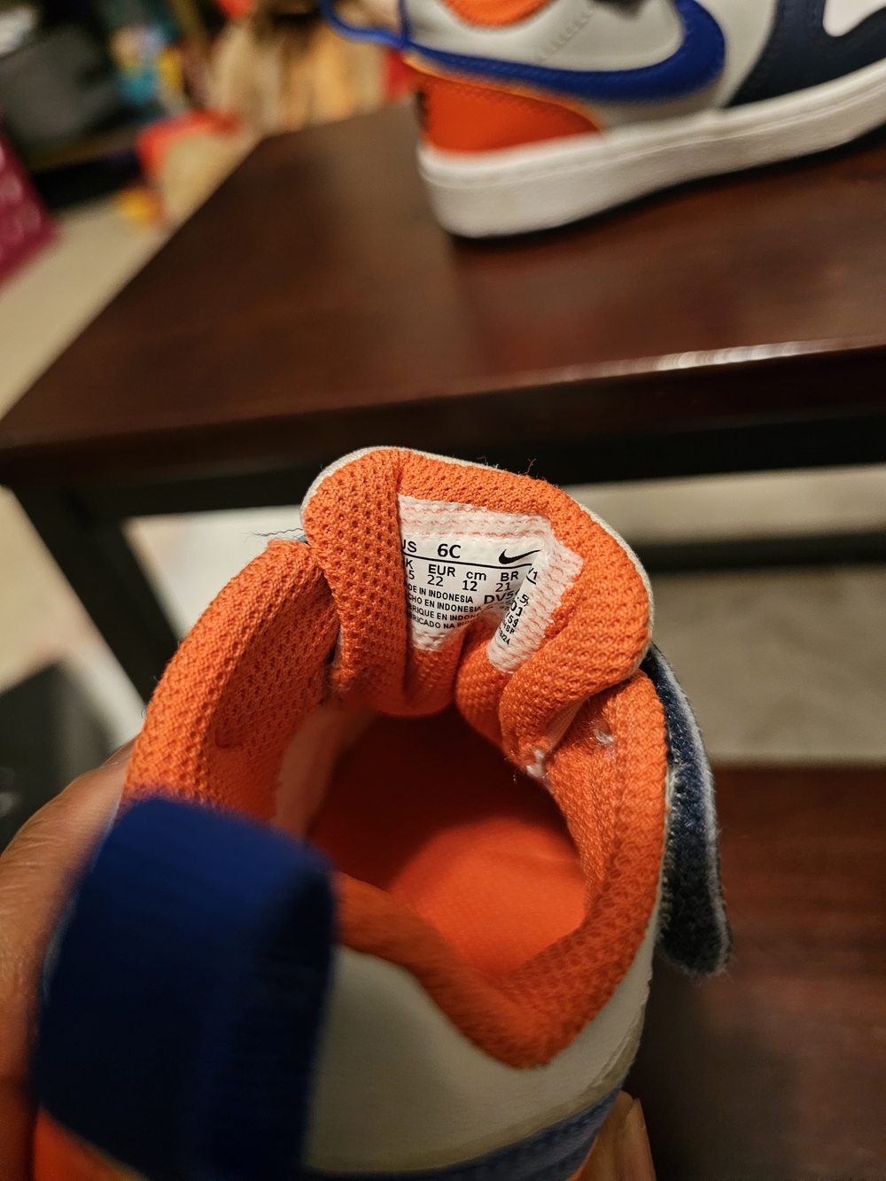 Nike Kids Blue, Navy & Orange Low-Top Sneaker - Velcro - Picture 5 of 5